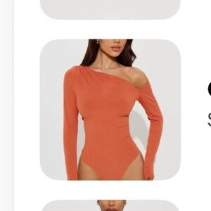 Fashion Nova Orange One-Shoulder Bodysuit